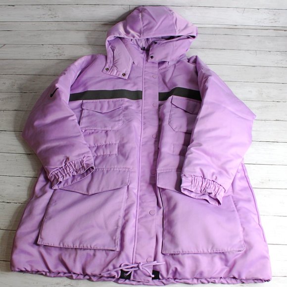 Nike Women's Winter Parka Coat Size L Oversized Down Fill Purple Puffer - Picture 1 of 7